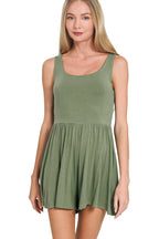 Double Layered Tank Romper W/ Pockets - Zenana