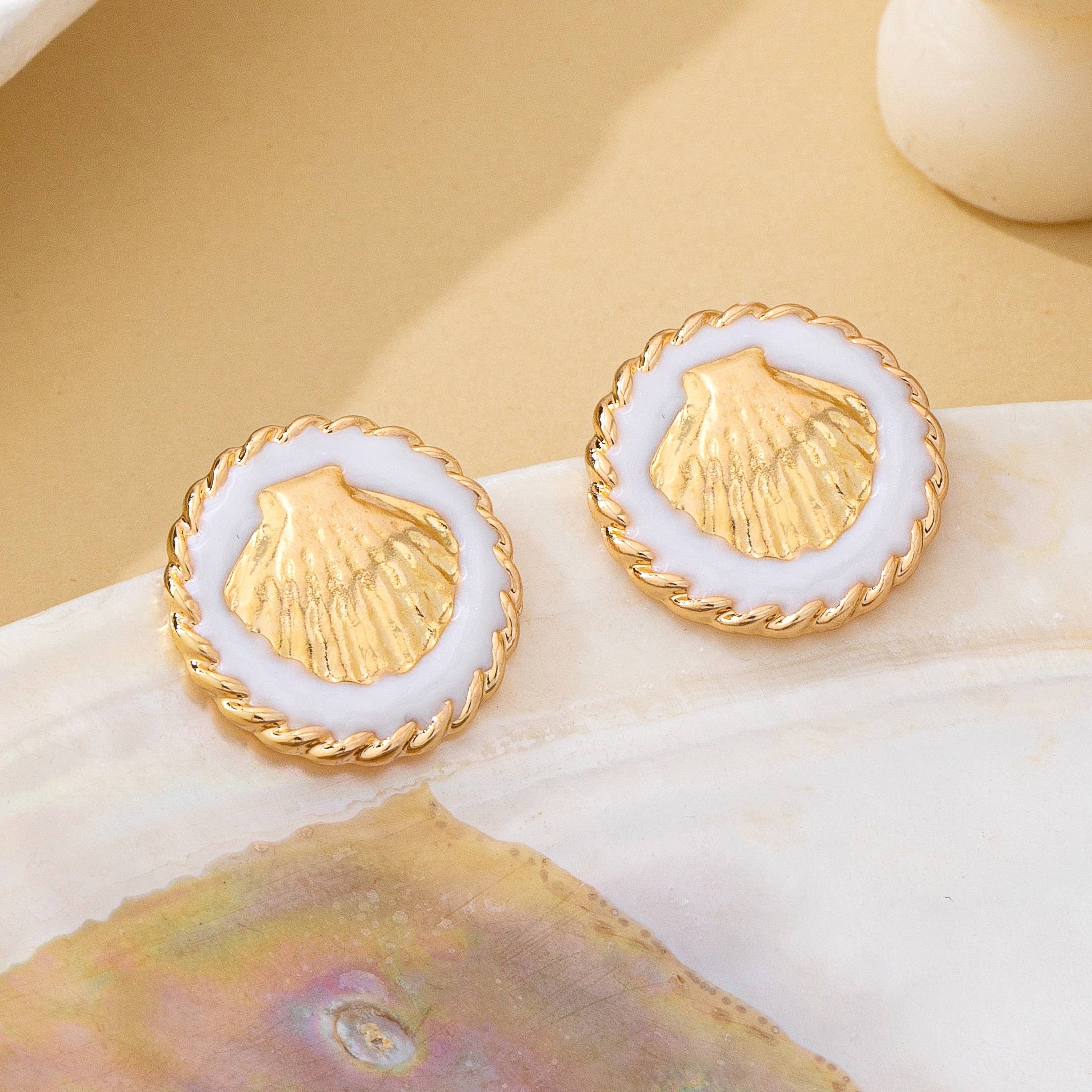 Nautical Seashell Enamel Stud Earrings | 80E62125