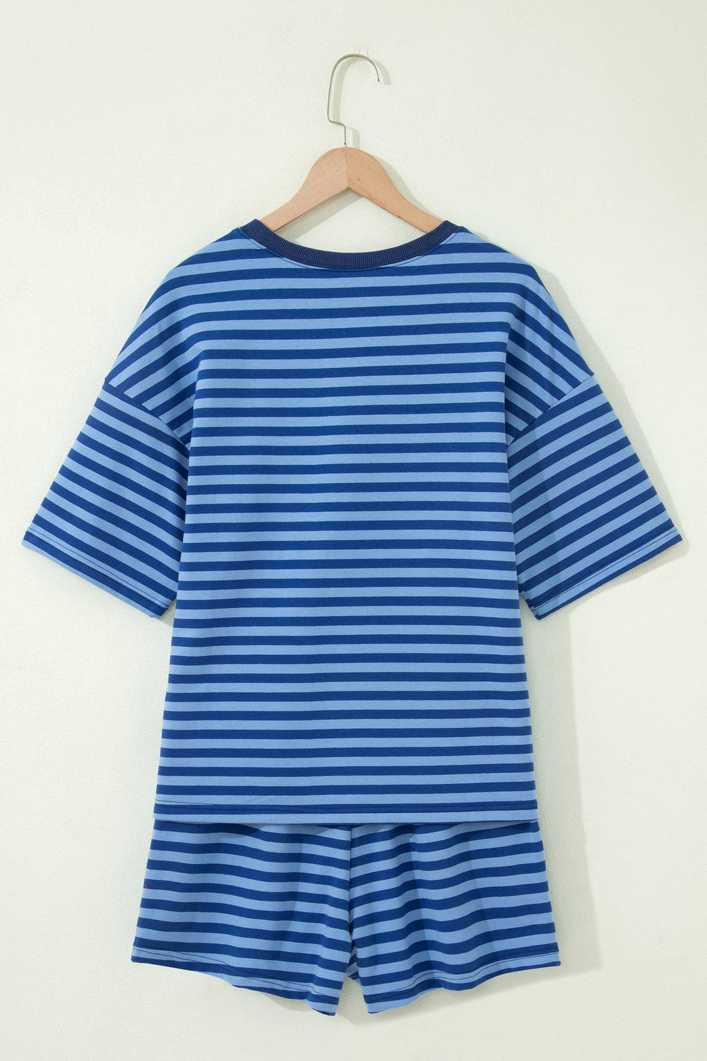 66Plus Striped Short Sleeve Top and Shorts Lounge Set (S-4X)