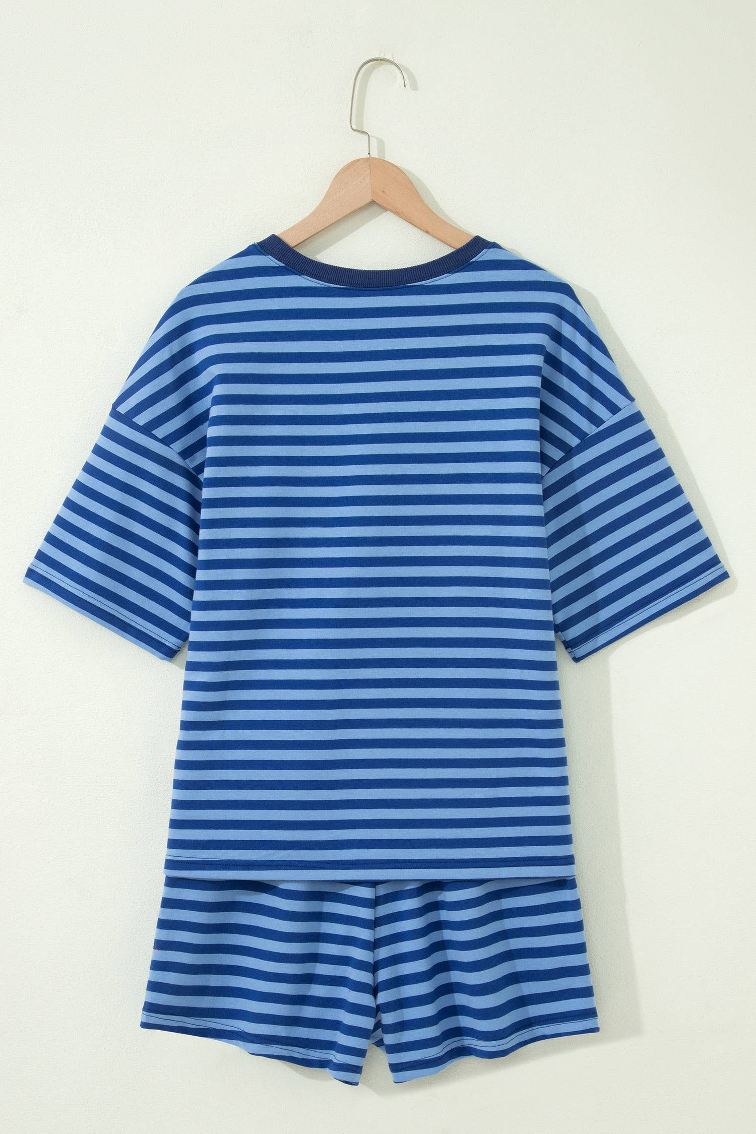 66Plus Striped Short Sleeve Top and Shorts Lounge Set (S-4X)