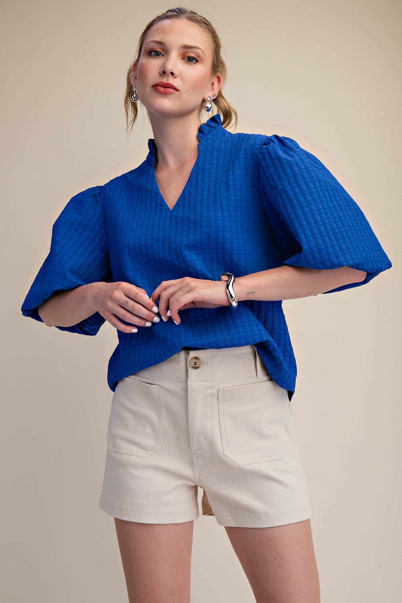 Stretch Shorts High Waist Front Pocket
