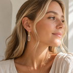 18k Gold Dipped Linked CZ Dangling Earrings | CZ Dangling Earrings