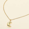Stainless Steel Crescent Moon Pendant Necklace
