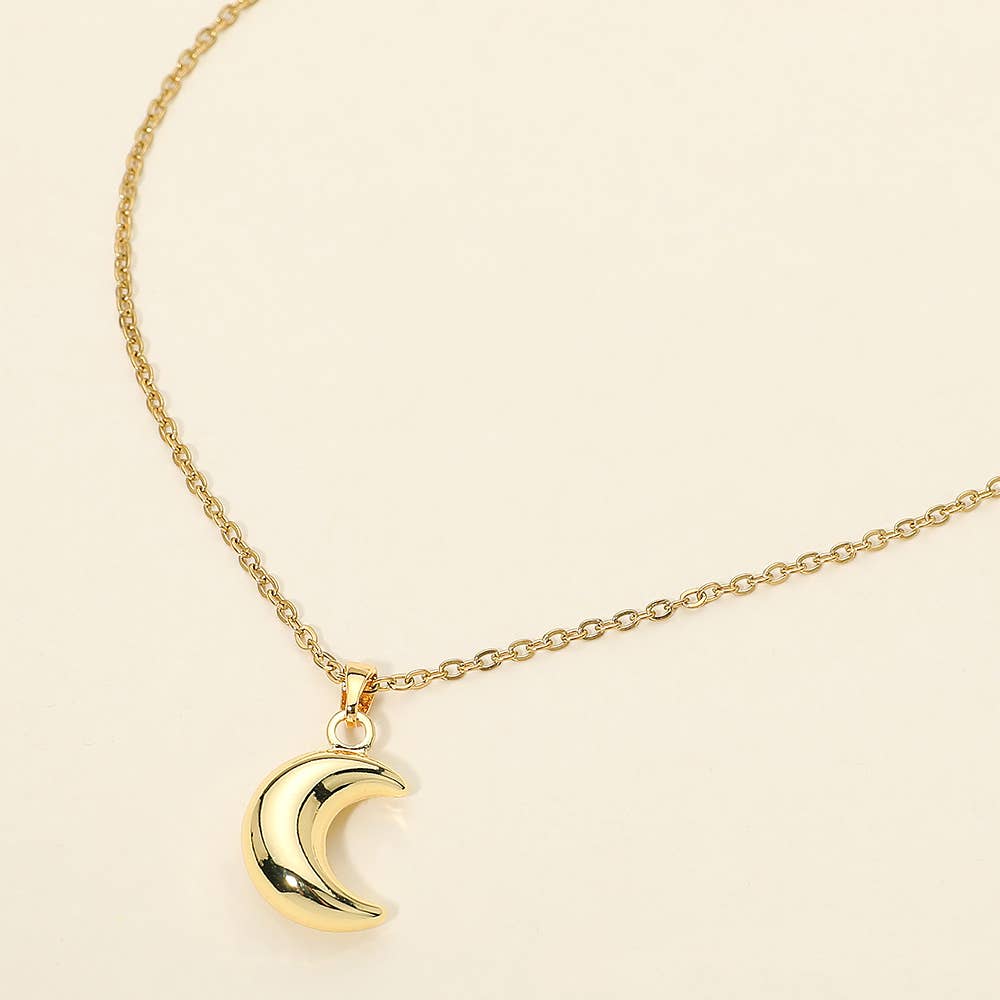 Stainless Steel Crescent Moon Pendant Necklace