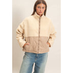 Quilted Sherpa Zip Up Jacket