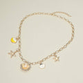 12PCS - Seashell Starfish Charm Station Necklace