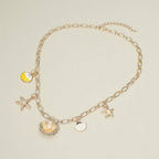 12PCS - Seashell Starfish Charm Station Necklace