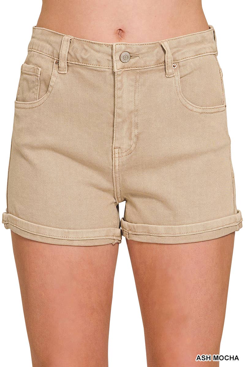 5 Pockets Cuffed Shorts - Zenana