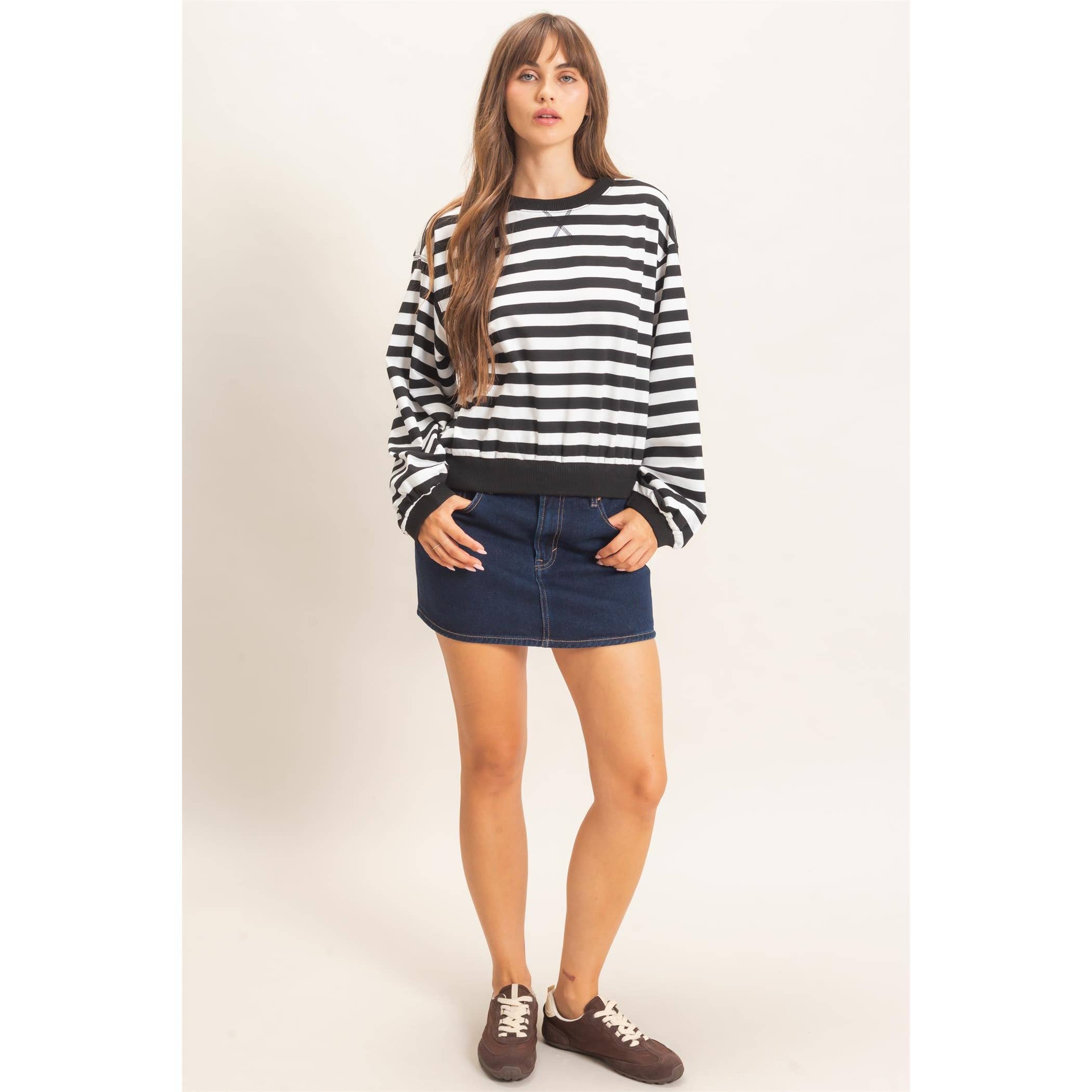 Striped Crew Neck Sweatshirt