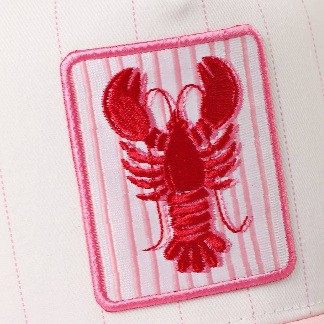 Lobster Embroidered Patch Seersucker Brim Trucker Hat