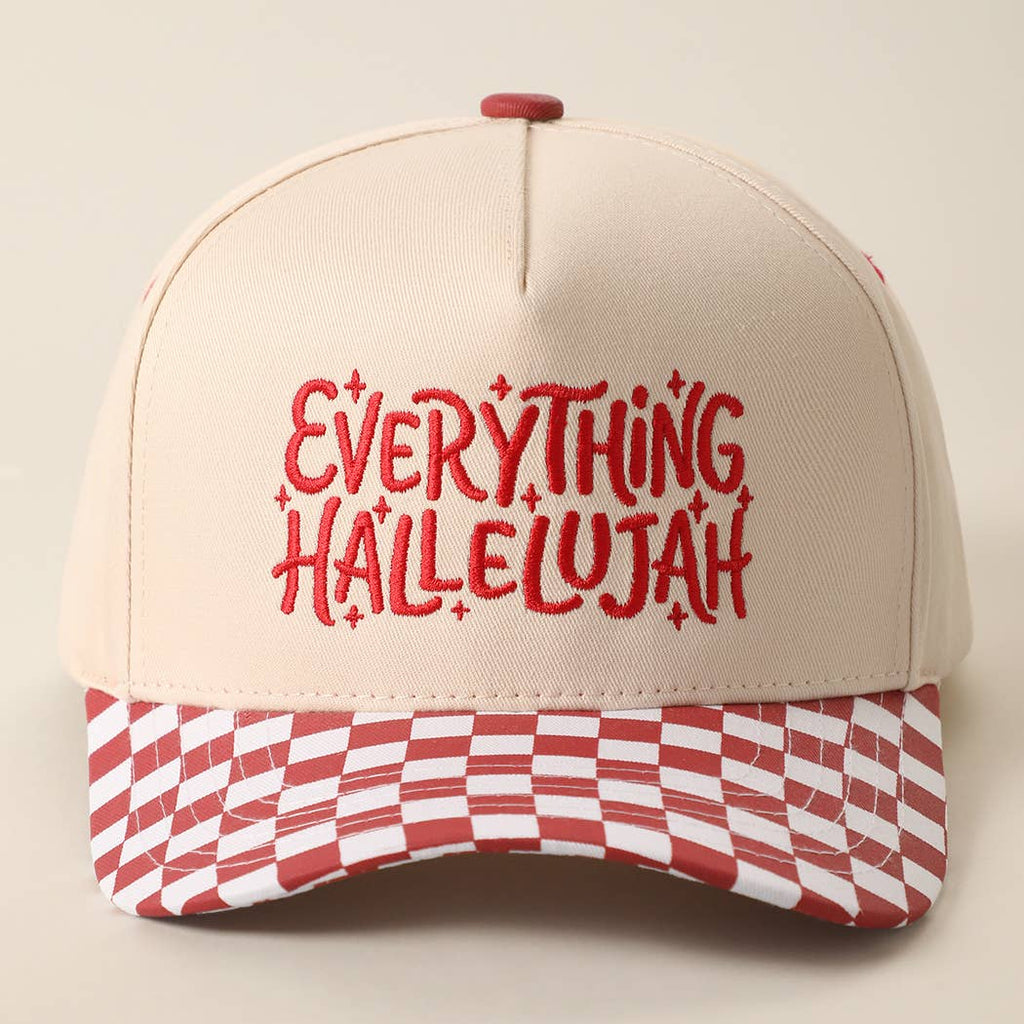 EVERYTHING HALLELUJAH Embroidered Checker Brim Trucker Hat