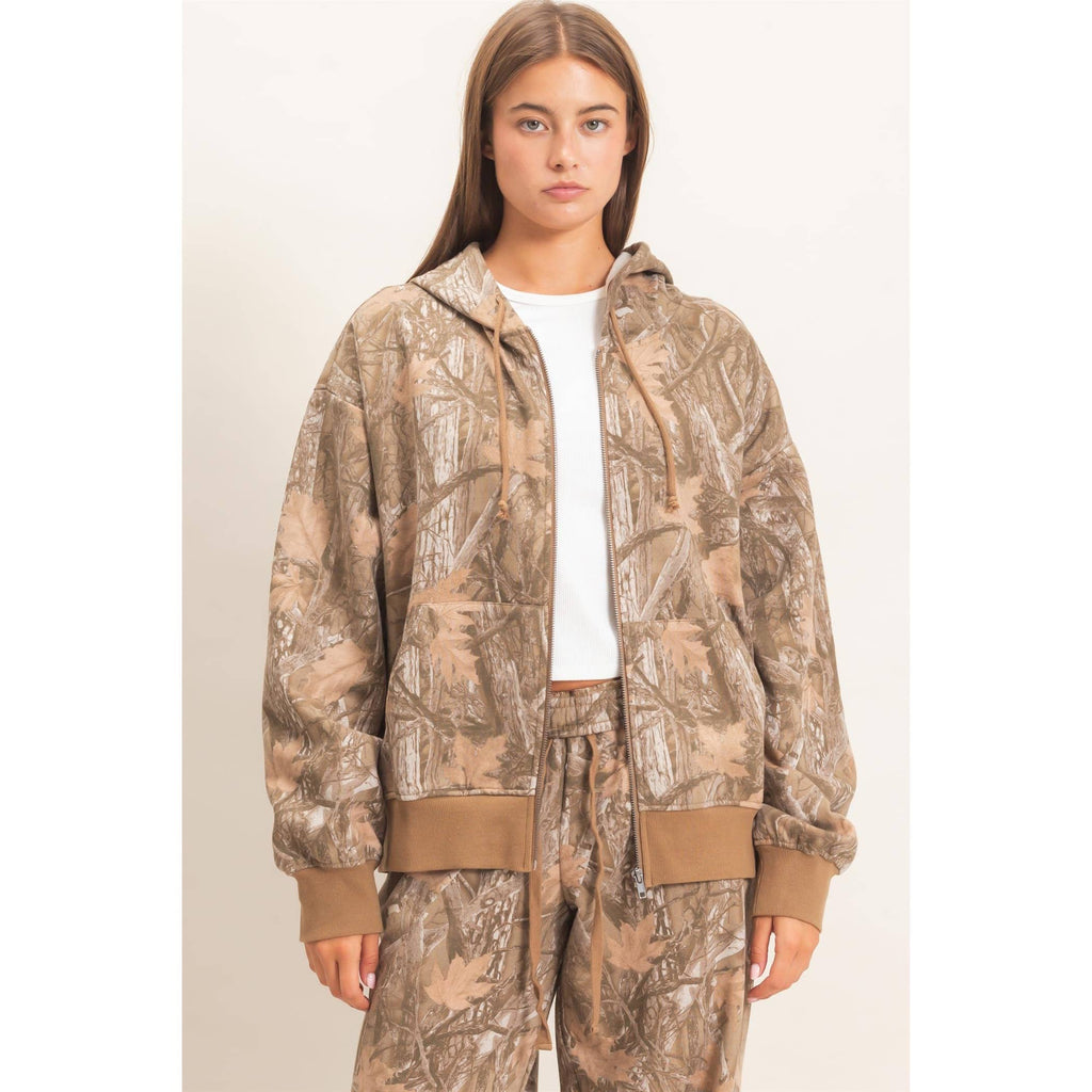 Tree Camouflage Zip-Up Hoodie