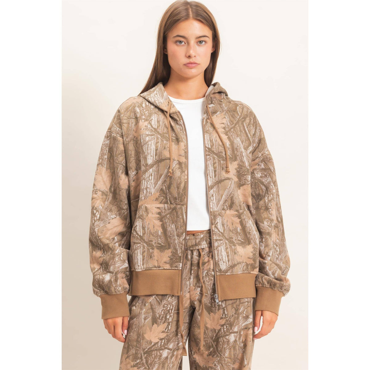 Tree Camouflage Zip-Up Hoodie