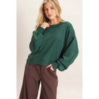 Ribbed Crew Neck Sweatshirt