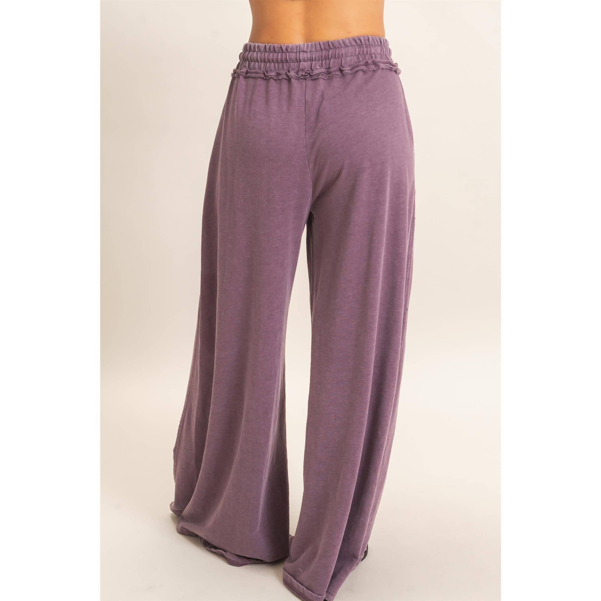 Mineral Wash Star Patch And Print Wide Leg Pants