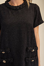 Round Neck Twist Trim Mini Dress