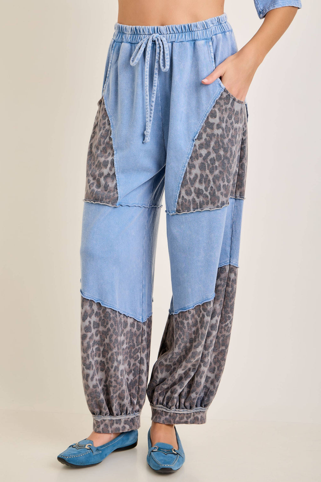 Mineral Washed Cheetah Leopard Balloon Lounge pants HP6948