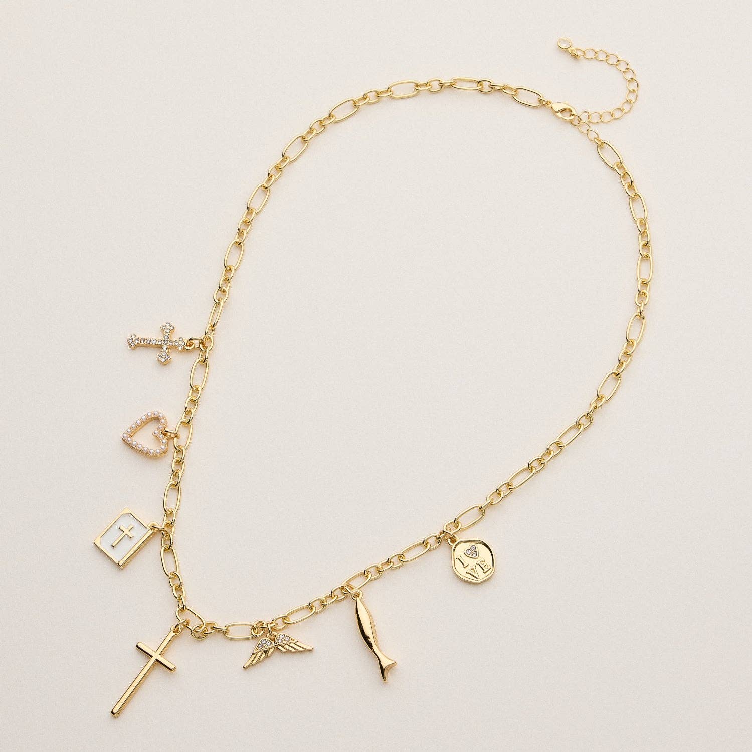 18K Gold-Dipped Faith & Love Charm | Necklace