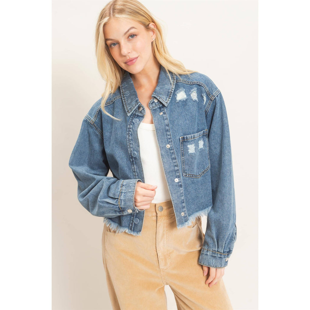 Frayed Hem Denim Jacket