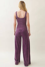 Mineral Washed Boho waist band wideleg cropped pants HP5900