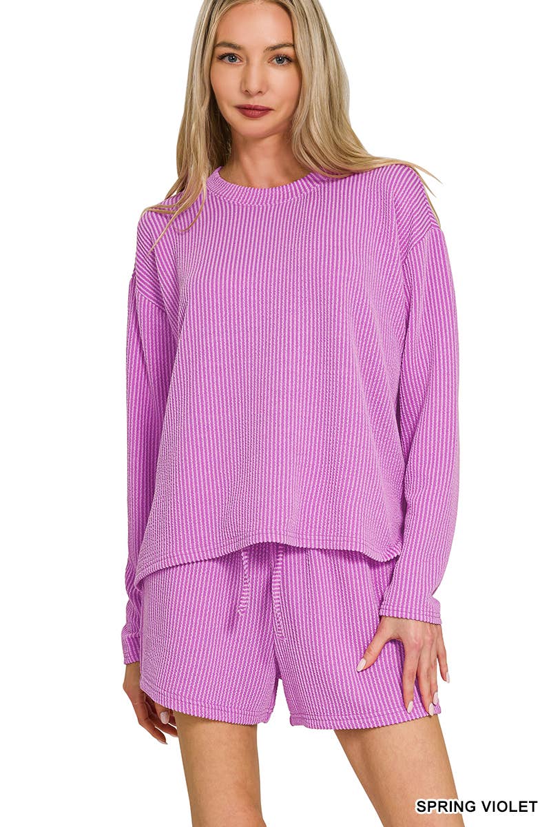 ..Ribbed Short Sleeve Tee & Pants 2PC Set