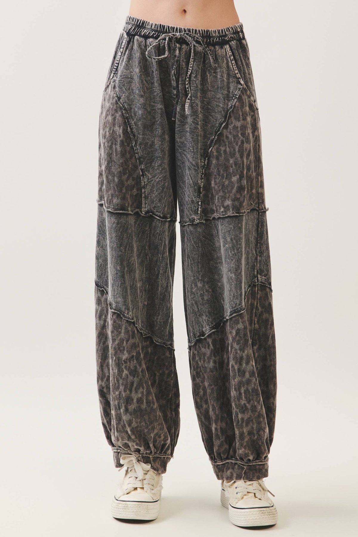 Mineral Washed Cheetah Leopard Balloon Lounge pants HP6948