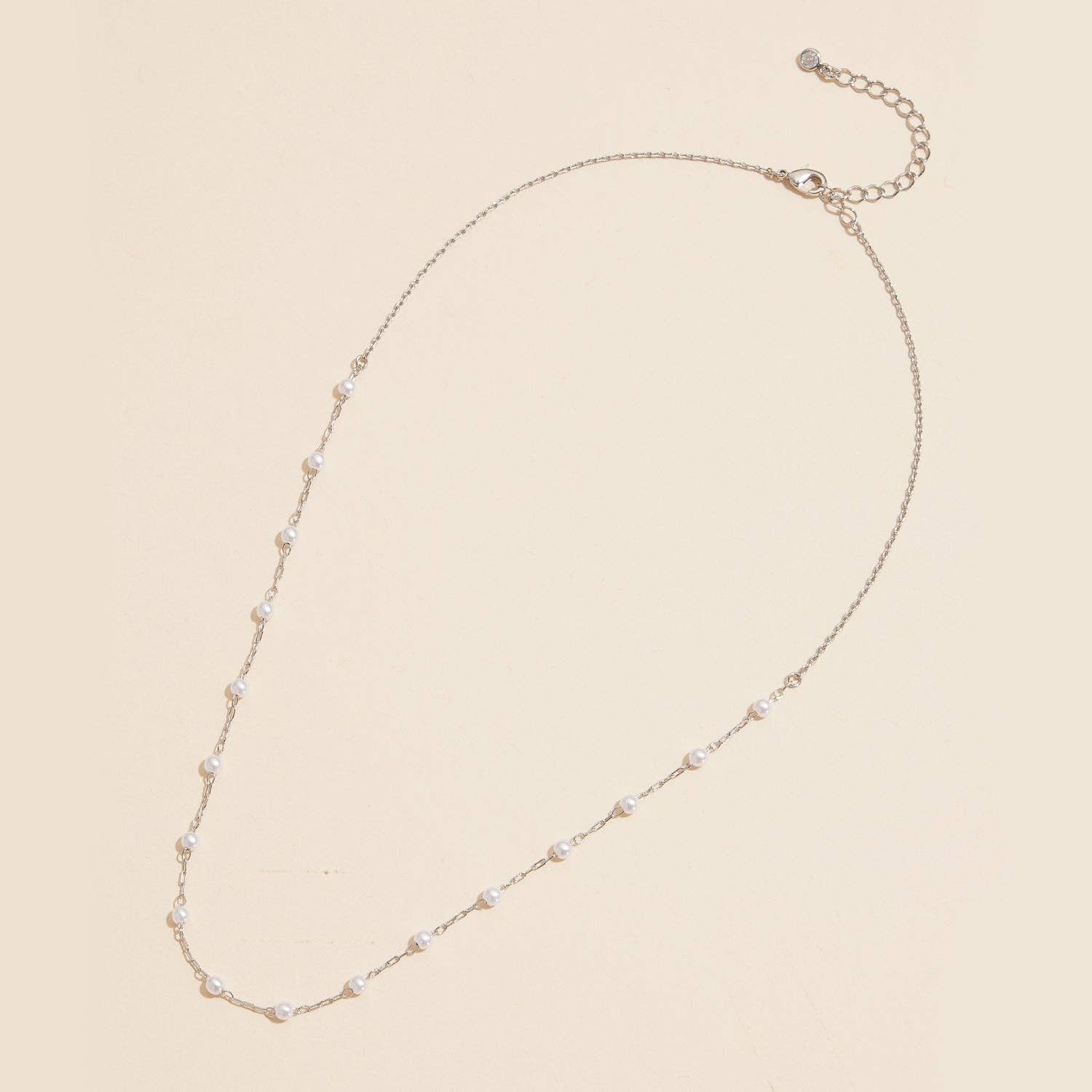 18K Gold Dipped Small Pearl Link Necklace | Timeless 2mm Pearl Link Necklace