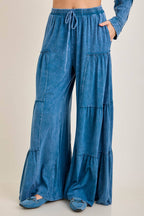 Mineral Washed Tiered Wide Leg Pants HP5033P1