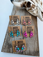 Western Oval Stone Stud Earrings