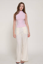 Sleeveless High Neck Cotton Modal Knit Top