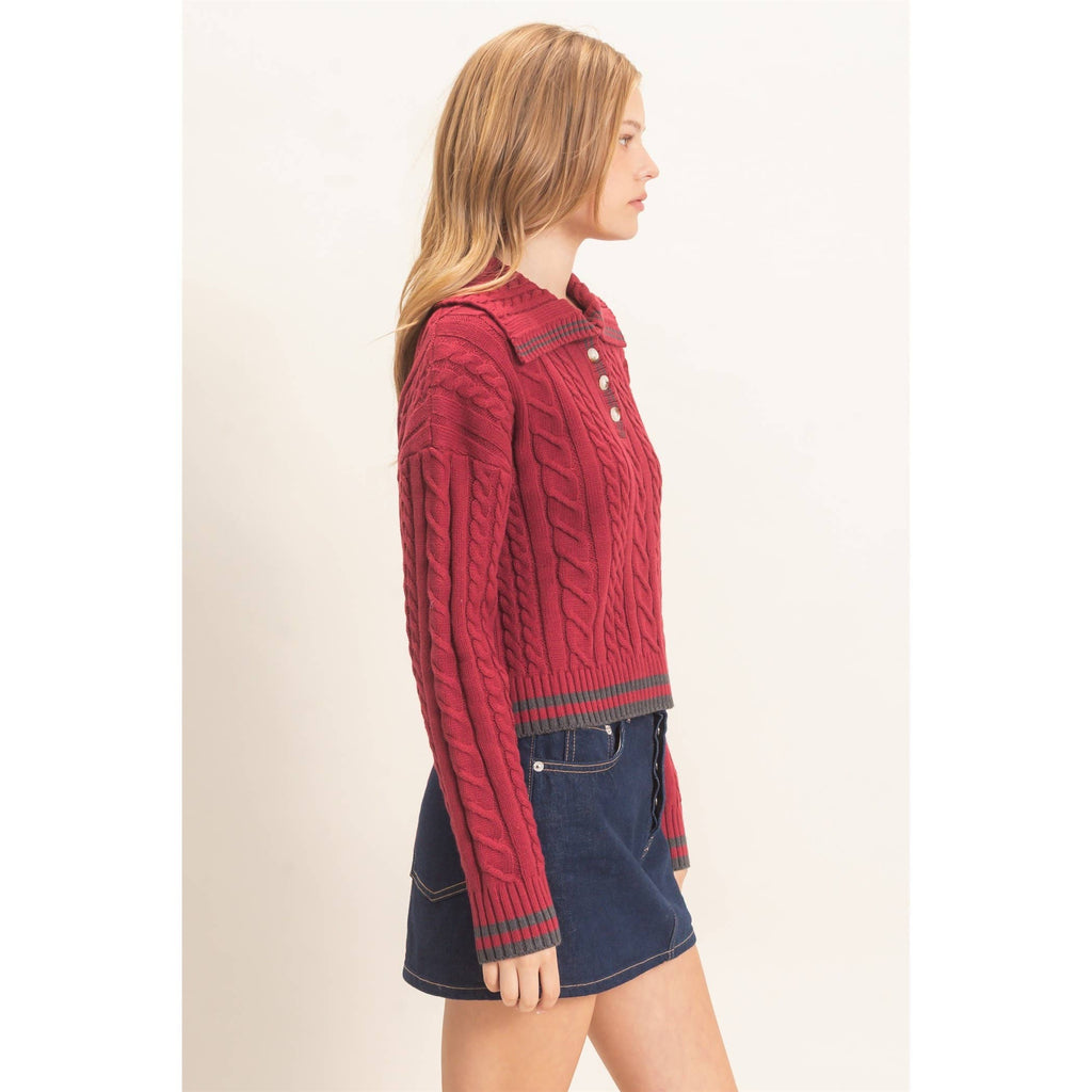 Cable Knit Collar Sweater