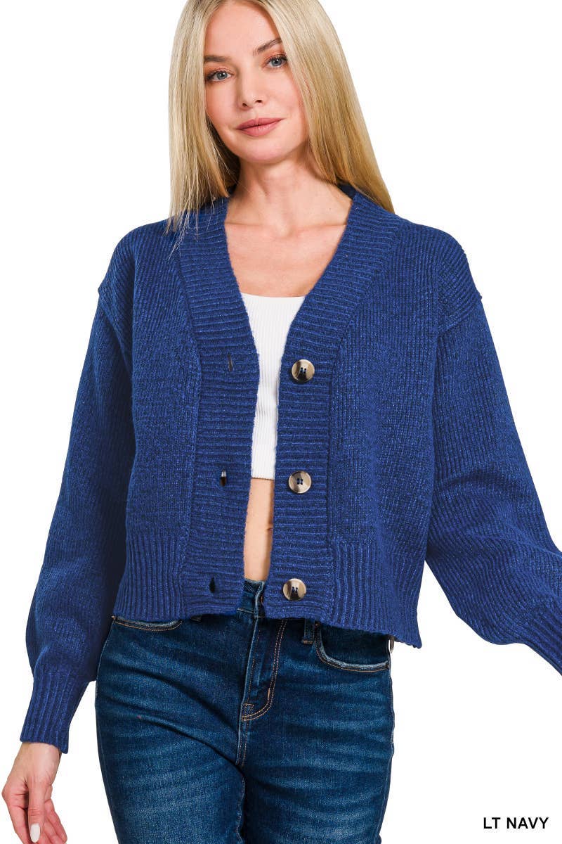 Melange Button Front Sweater Cardigan