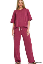 Raised Rib Short Sleeve Tee And Pants Set