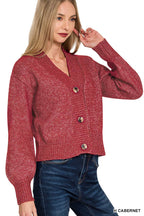 Melange Button Front Sweater Cardigan