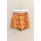 Plaid Twin Zipper-Detail Shorts