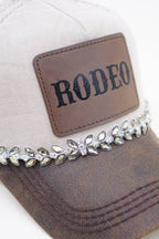 RODEO Two-Toned Dad Cap with Vegan Leather Bill +Leatherette