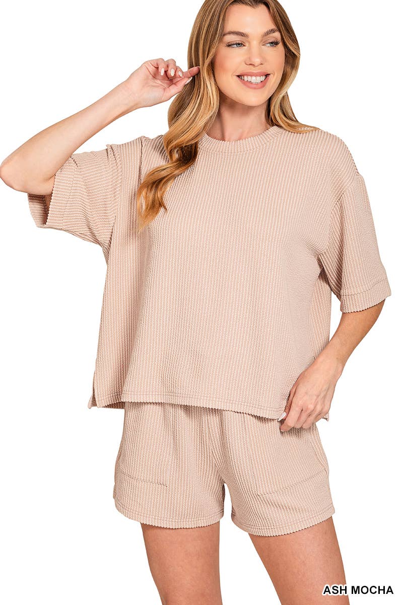 Rib Tee & Shorts 2pc Set