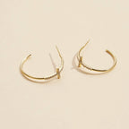 Gold Dipped CZ Cross Open Hoop Earrings