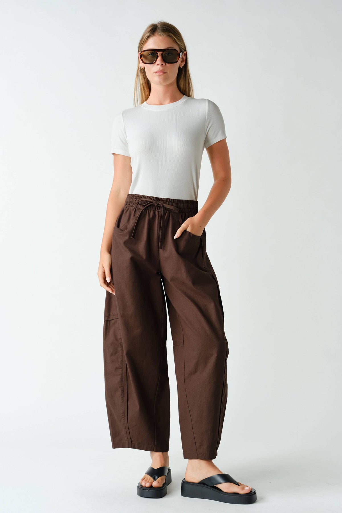 Ember Cotton Barrel-Leg Utility Pants