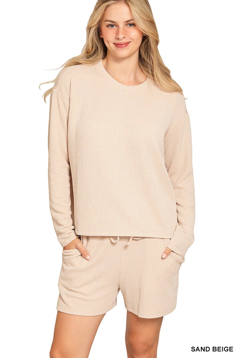 ..Ribbed Short Sleeve Tee & Pants 2PC Set