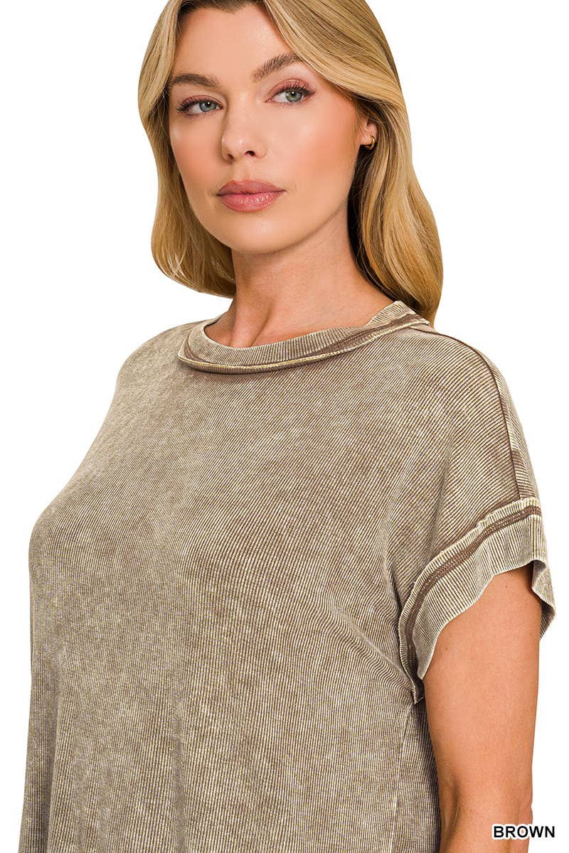 Ribbed Acid Washed Rayon Top