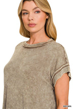 Ribbed Acid Washed Rayon Top