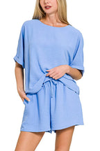 Woven Airflow Top And Shorts Set