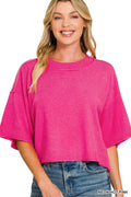 Viscose Mock Neck Short Sleeve Boxy Sweater