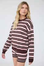 MULTI-COLOR STRIPE BOXY LONG SLEEVE KNIT TOP