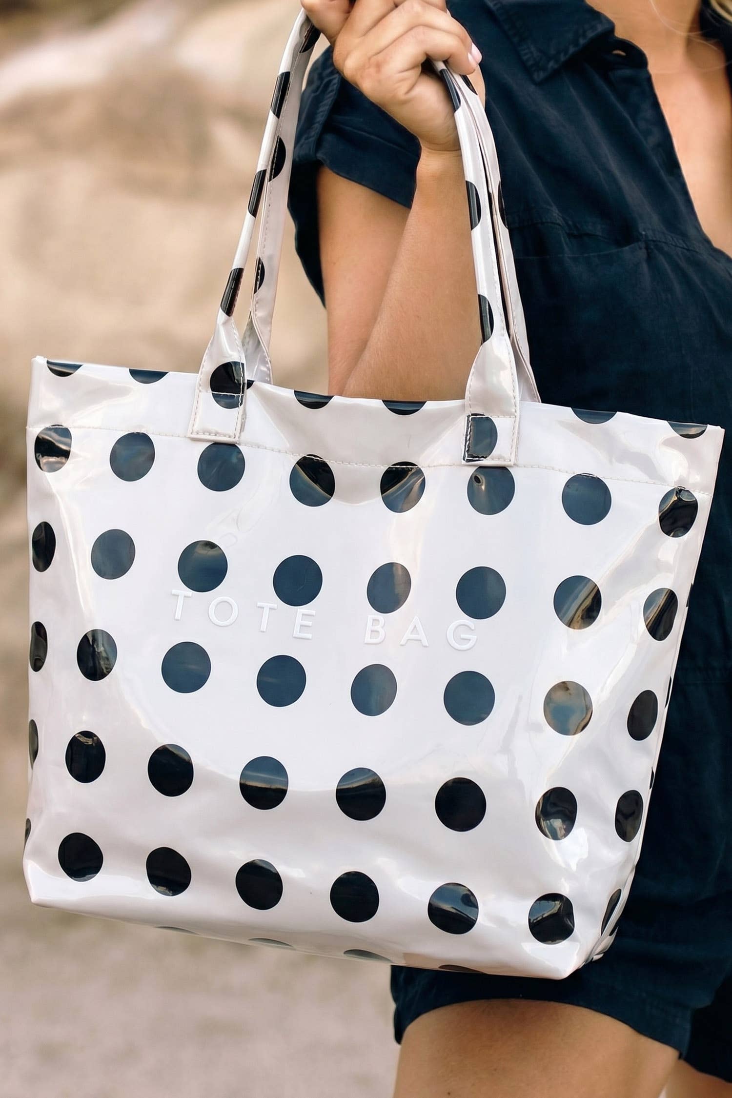 LAS Polka Dot Durable Waterproof PVC Tote Bag