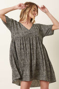 MINI ANIMAL PRINT DOLMAN SLEEVE BABYDOLL DRESS