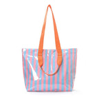 Large Striped Vinyl Tote Bags with Shoulder Strap | 40P619