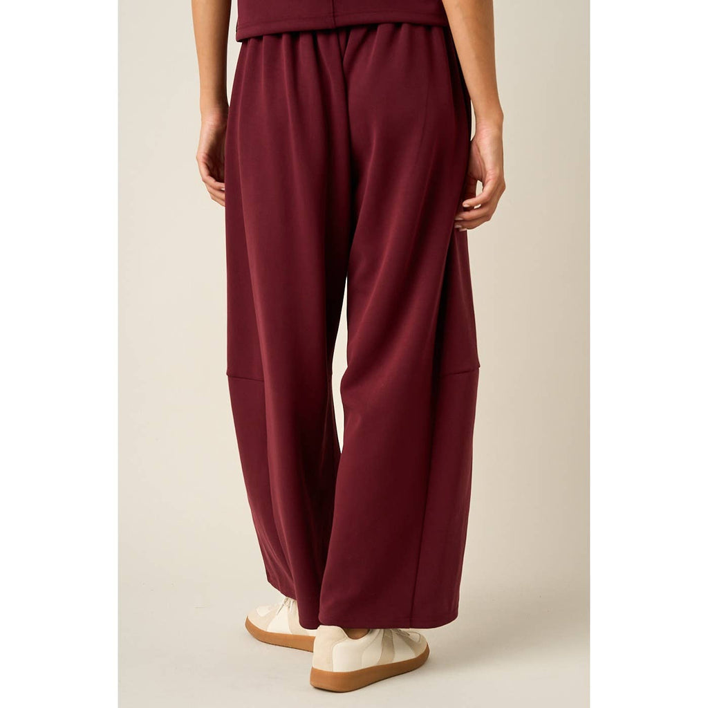 CLOUD KNIT DRAWSTRING WAIST BARREL LEG PANTS