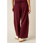 CLOUD KNIT DRAWSTRING WAIST BARREL LEG PANTS